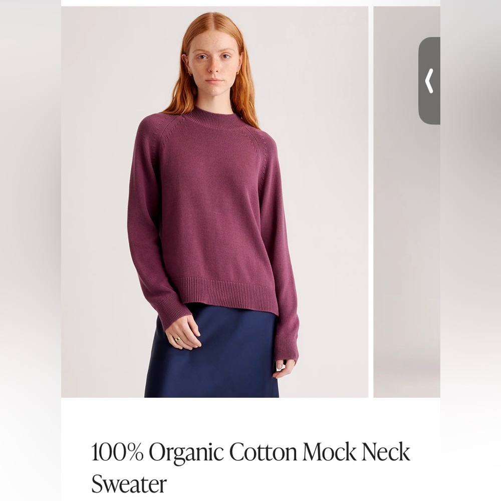 Like New Quince Mock neck Pullover sweater knit Medium Eggplant Purple
